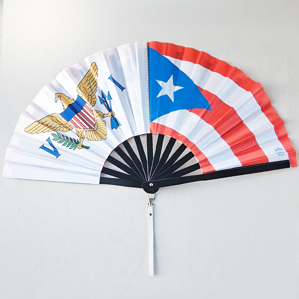 U.S. Virgin Islands & Puerto Rico Half-Half Hand Fan