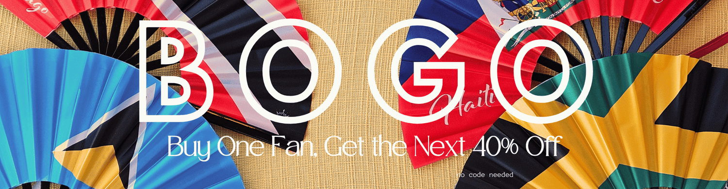 Caribbean Flag Hand Fans - Trinidad, Tobago, Saint Lucia, Haiti, Ayti, Jamaica - Caribae Kiss