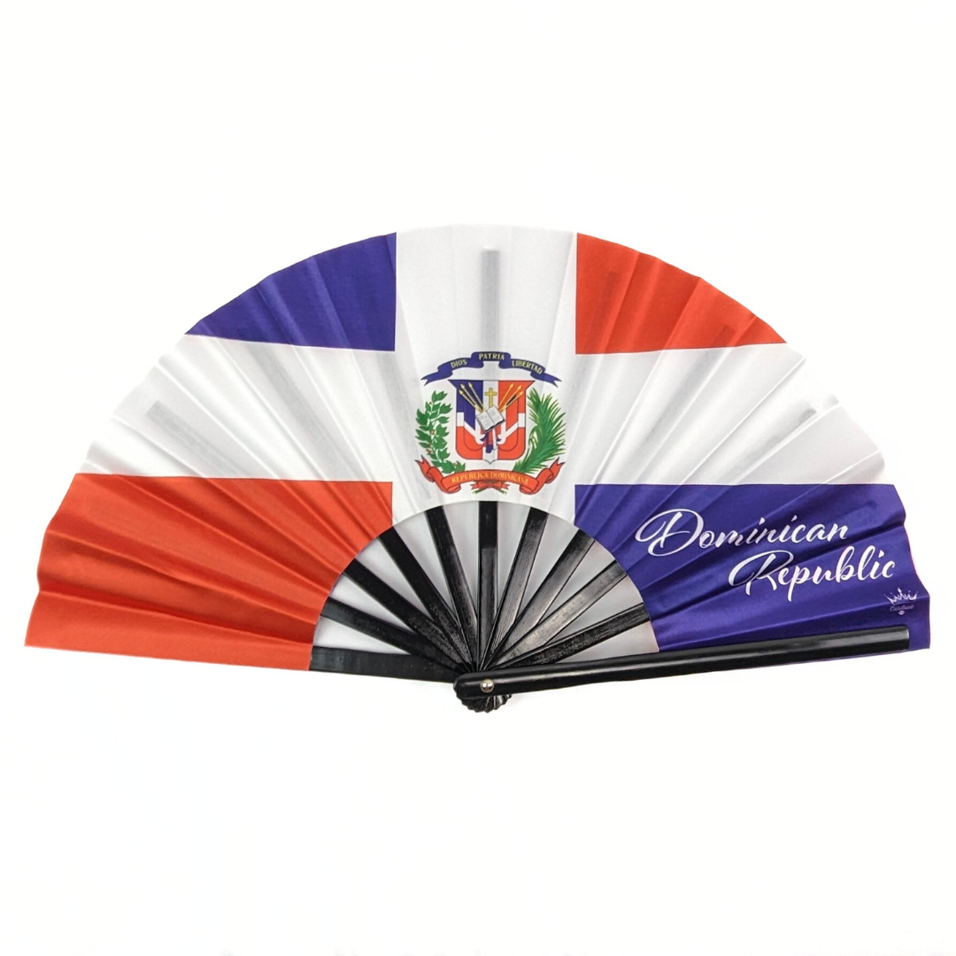 Dominican Republic Folding Hand Fan Flag