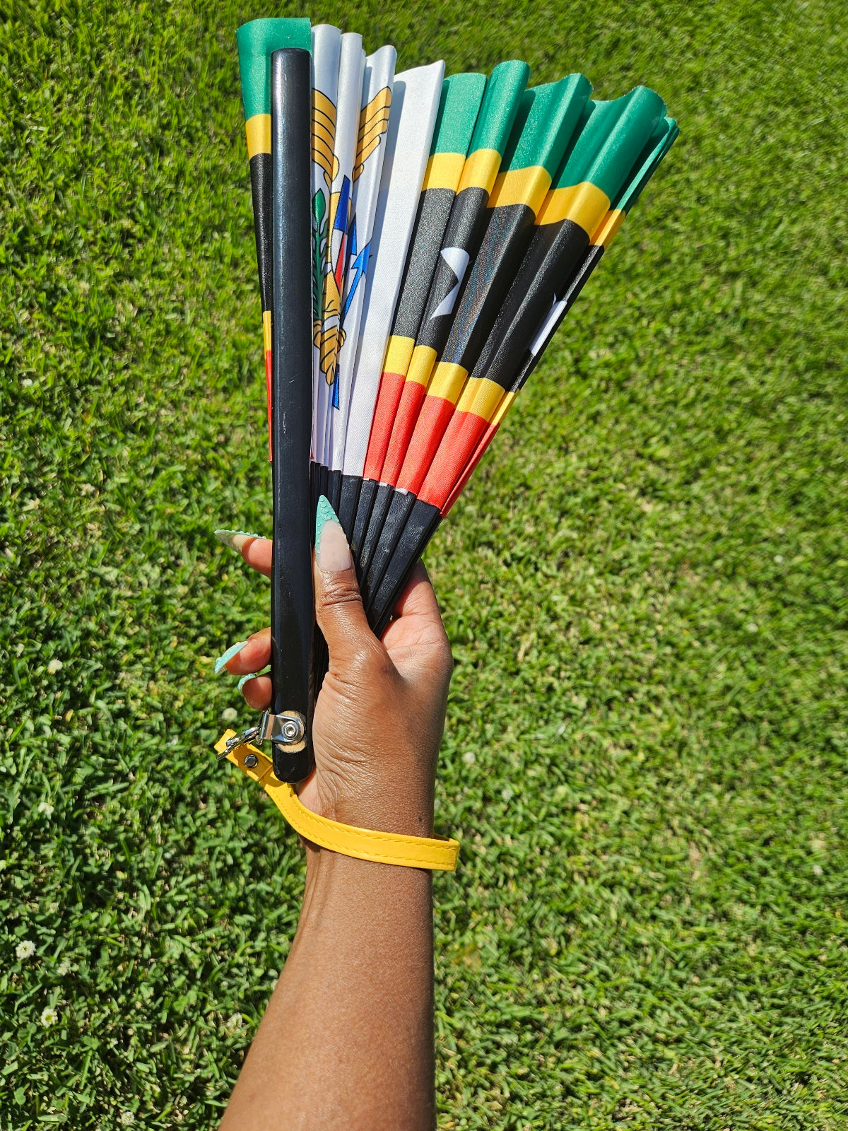US Virgin Islands & St. Kitts-Nevis Folding Fan – Caribbean Heritage Hand Fan