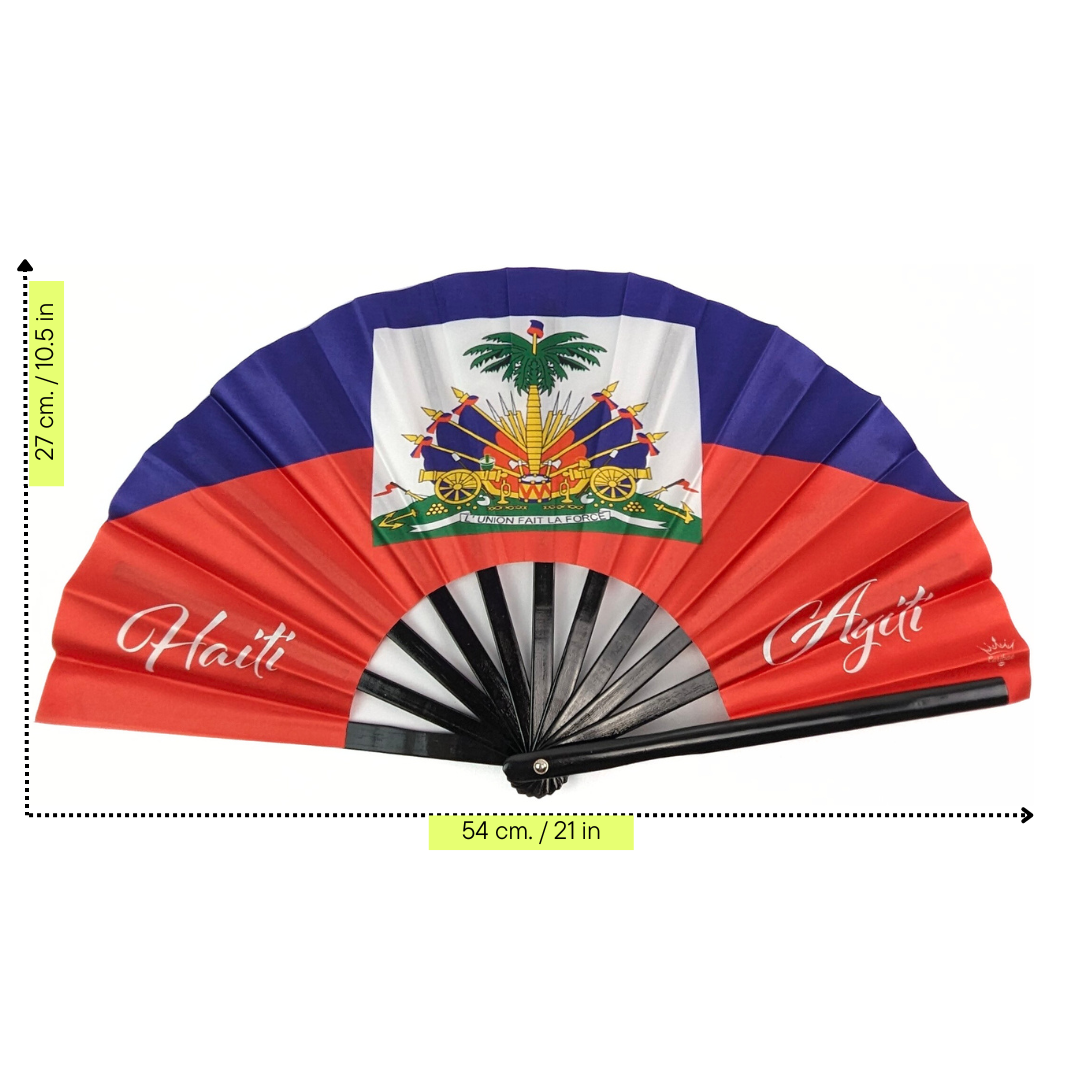 Haiti & Ayiti Folding Hand Fan Flag