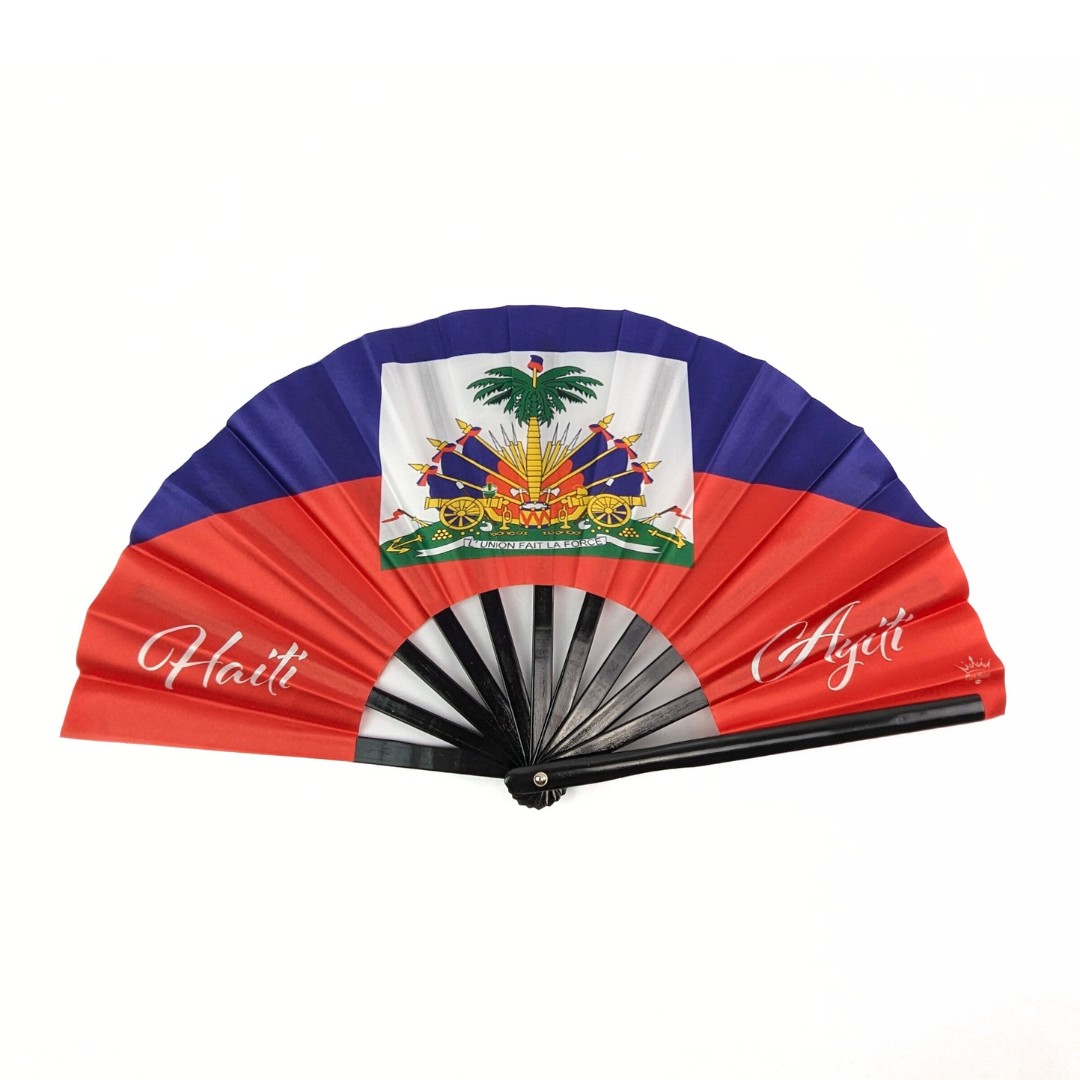 Haiti & Ayiti Folding Hand Fan Flag