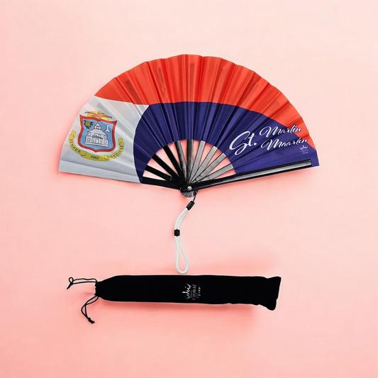 Saint Martin & Sint Marteen Folding Hand Fan Flag