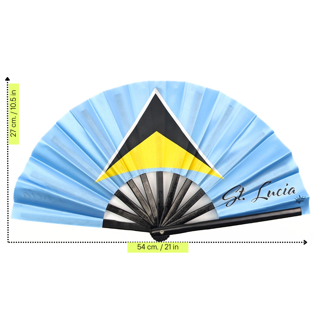 Saint Lucia Folding Hand Fan Flag