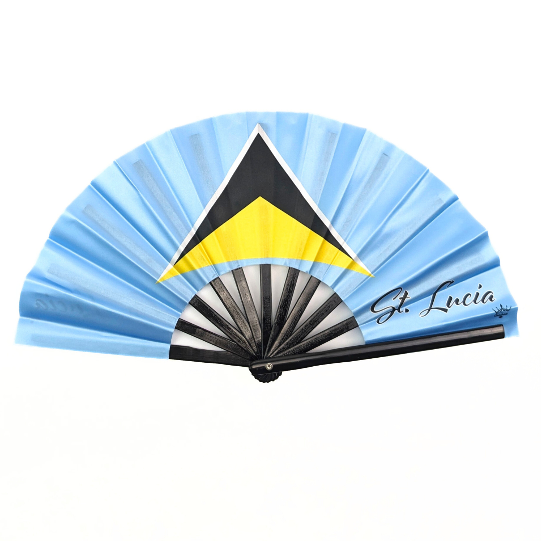 Saint Lucia Folding Hand Fan Flag