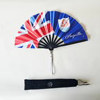 Anguilla flag inspired bamboo folding hand fan