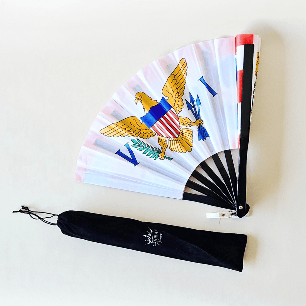 US Virgin Islands & Puerto Rico Folding Fan – Caribbean Heritage Hand Fan
