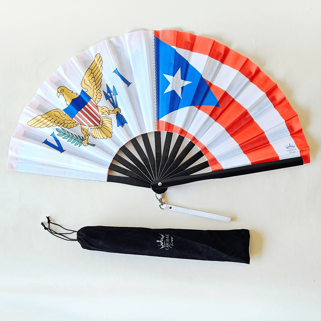 US Virgin Islands & Puerto Rico Folding Fan – Caribbean Heritage Hand Fan