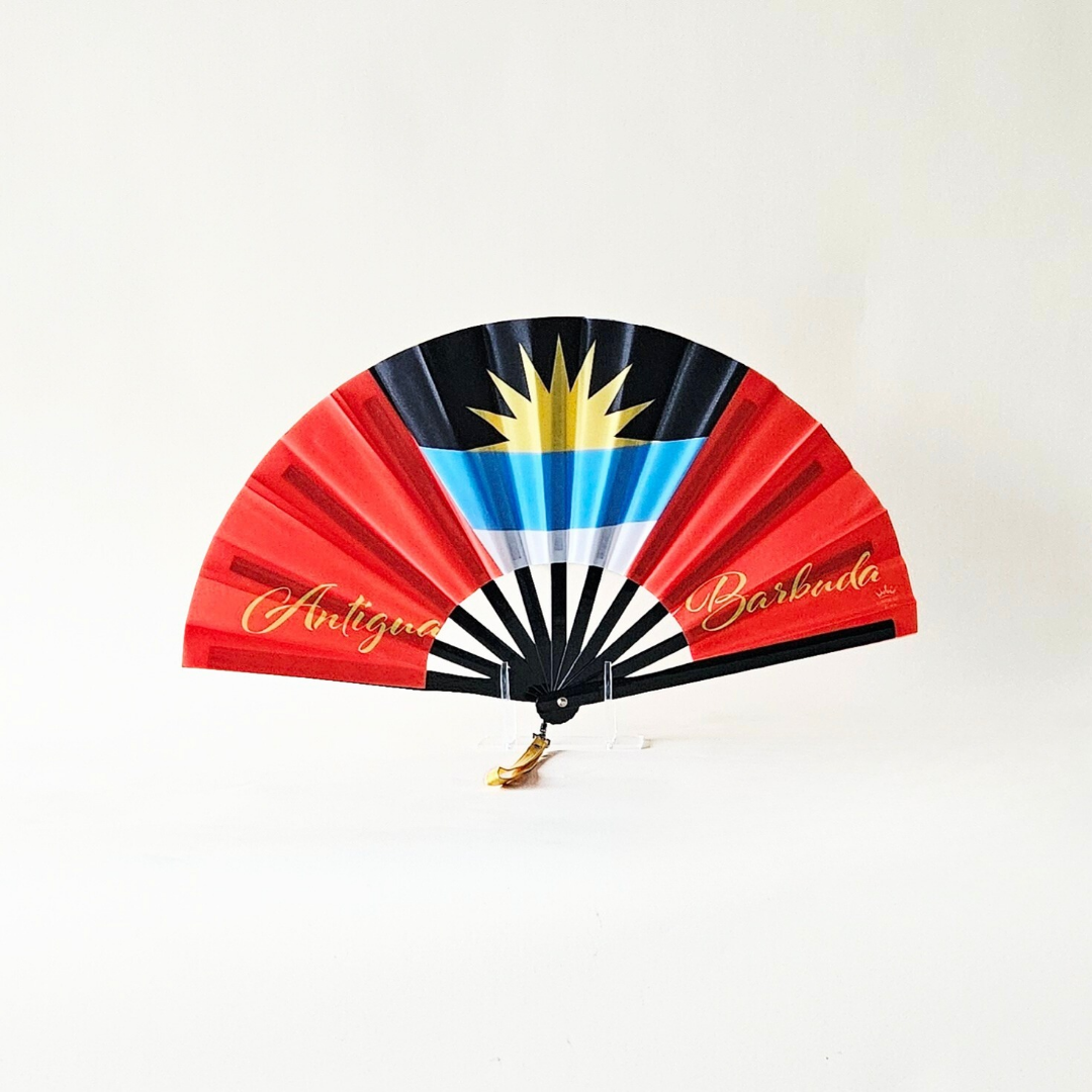 Antigua & Barbuda Bamboo Folding Hand Fan