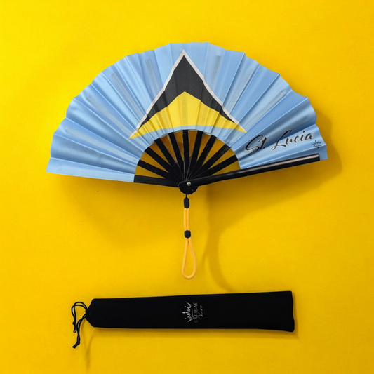 Saint Lucia Folding Hand Fan Flag