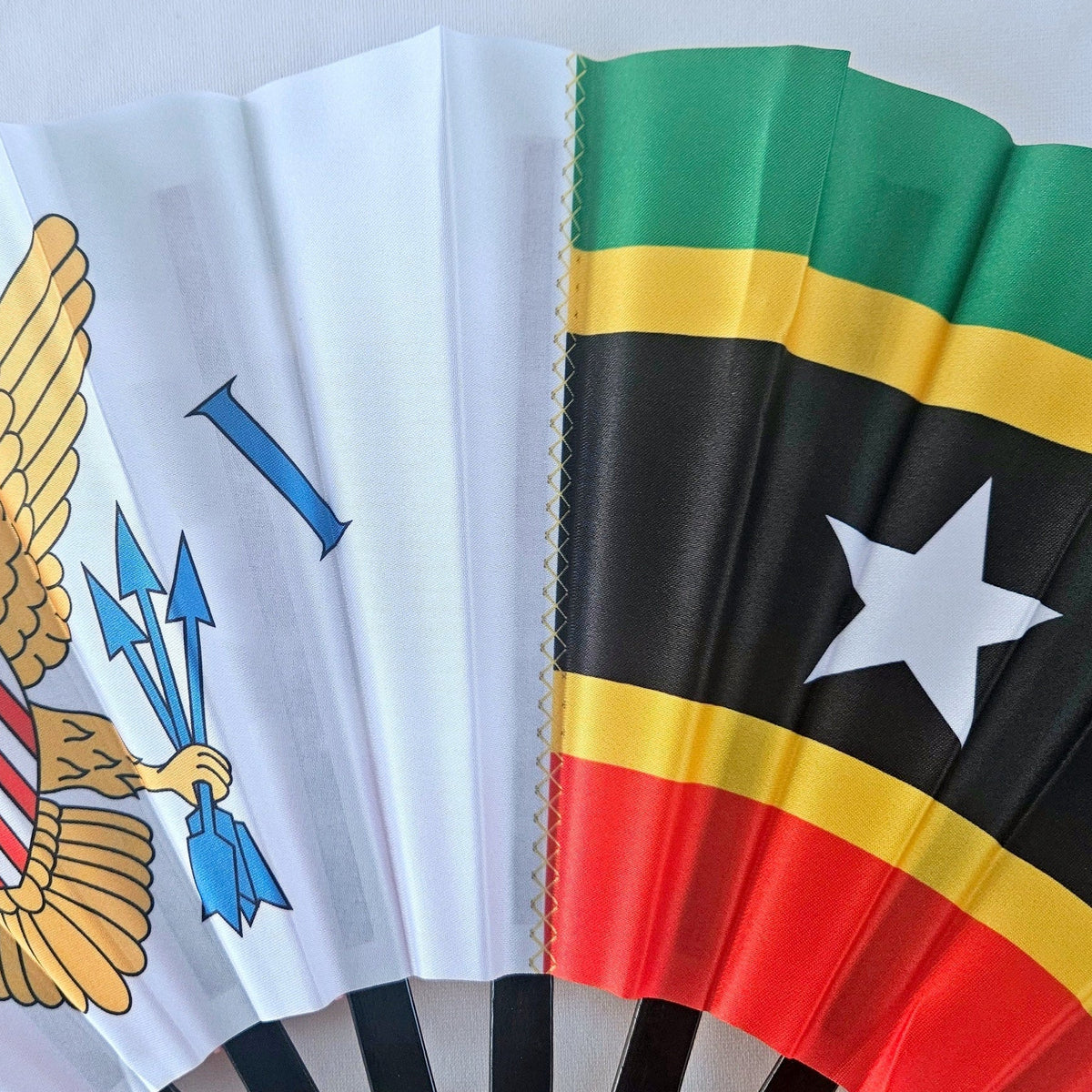 US Virgin Islands & Saint Kitts-Nevis Dual Caribbean Heritage Hand Fan