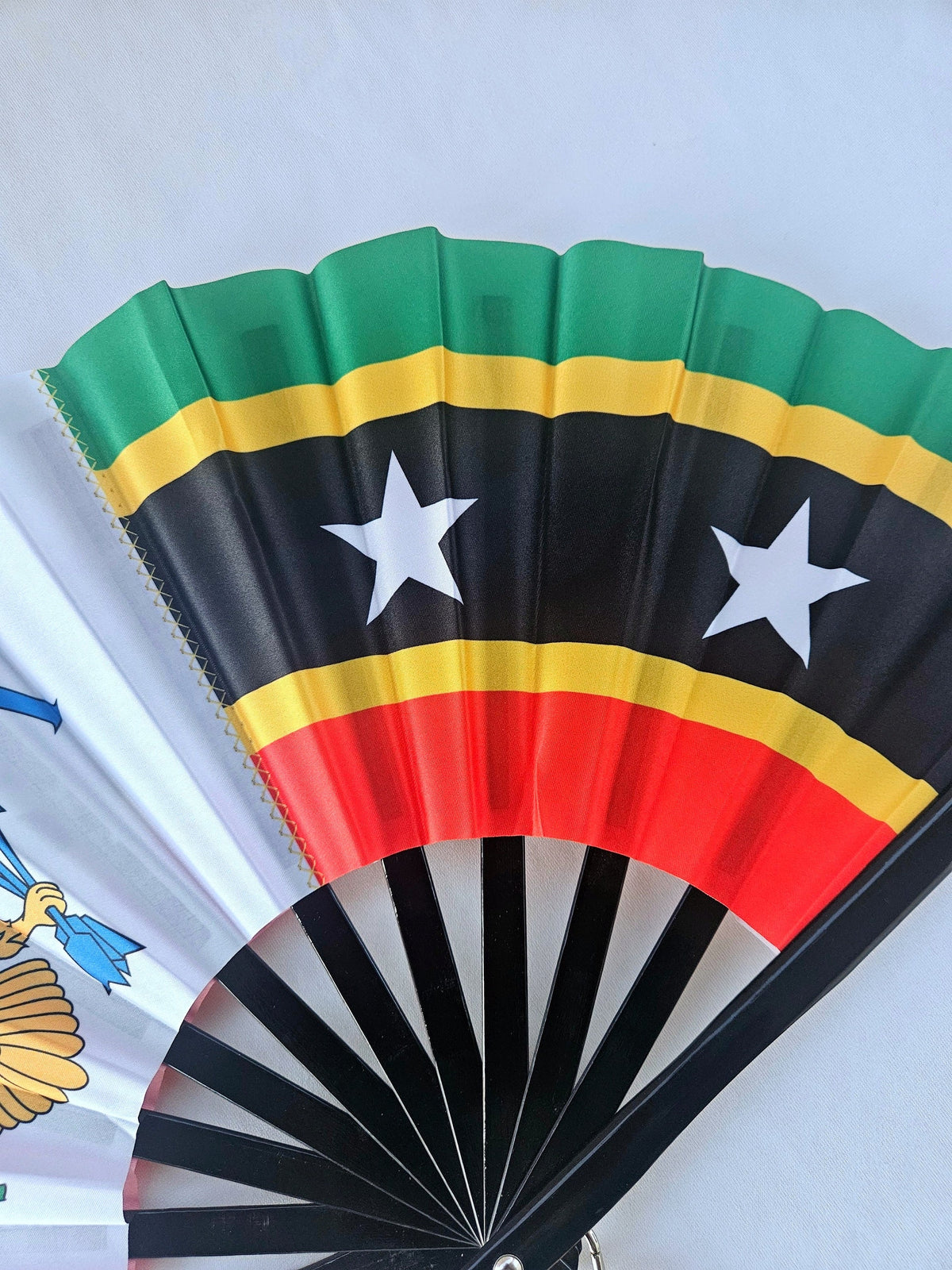 US Virgin Islands & Saint Kitts-Nevis Dual Caribbean Heritage Hand Fan